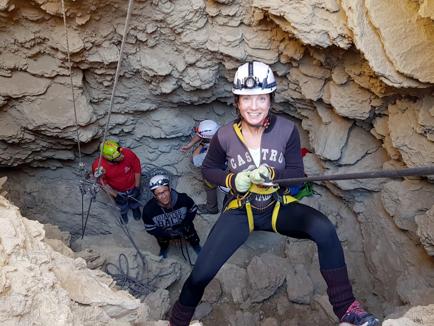 rappelling down 90 meter Salt Cave - Banketgarim